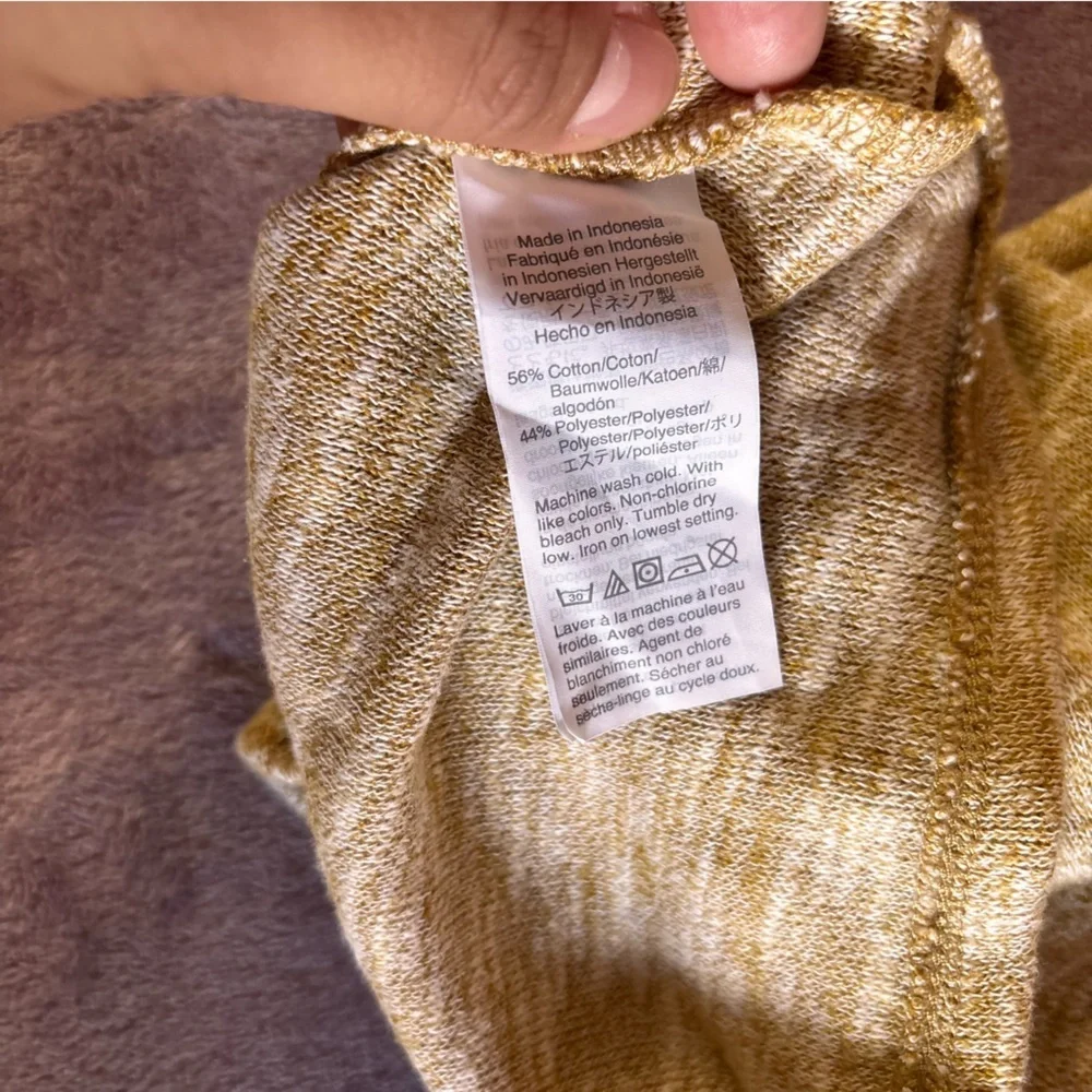 Madewell Womens XS Marled Mockneck Puff Sleeve Top Mustard Yellow Knit Sweater